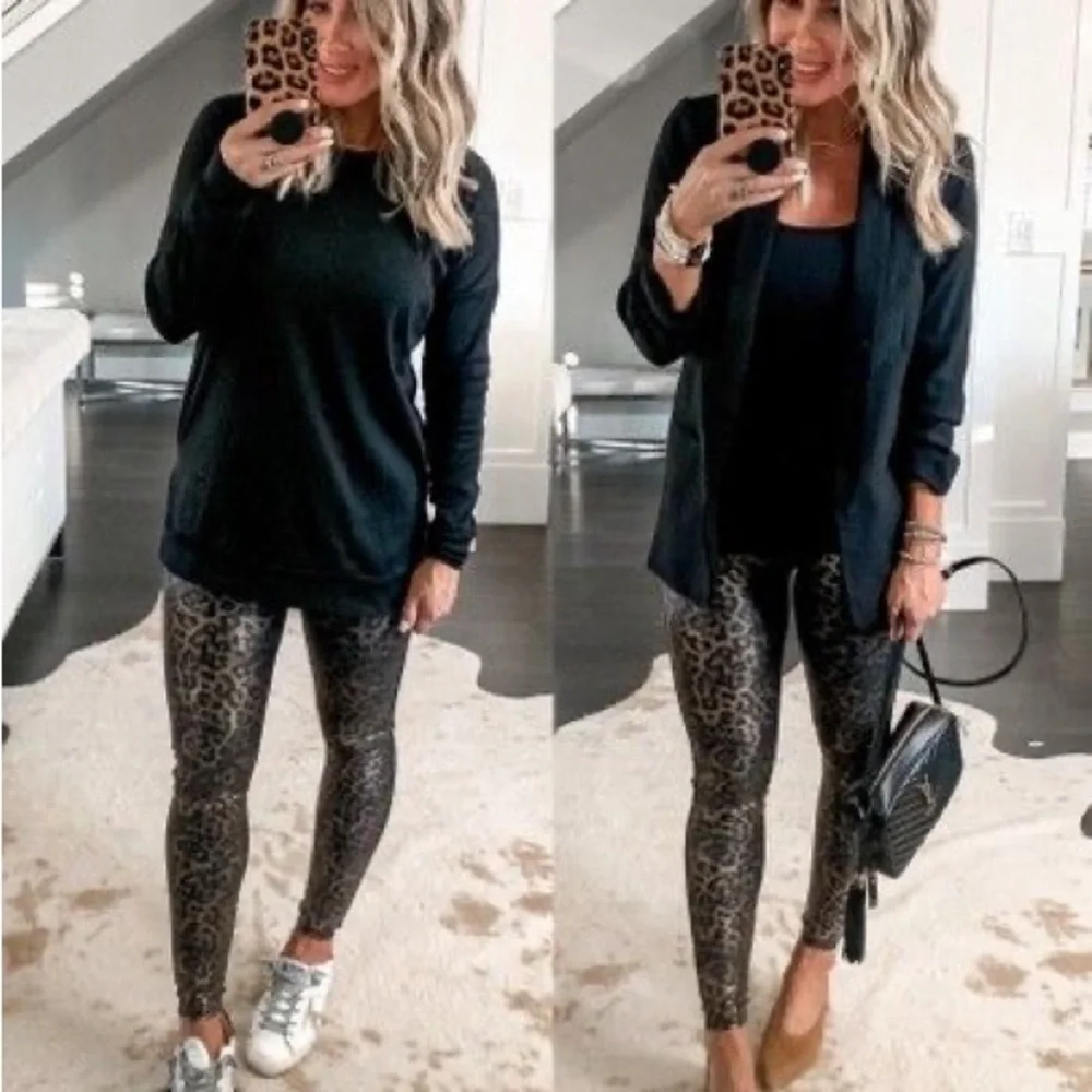 SPANX Leopard Faux Leather Leggings - Picture 5 of 7